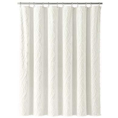 Lush Decor Jacquard Wave Soft White Shower Curtain