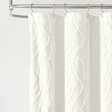 Lush Decor Jacquard Wave Soft White Shower Curtain