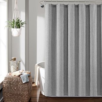 Lush Decor Farmhouse Vintage Stripe Yarn Shower Curtain