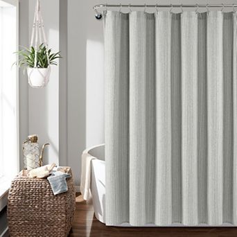 Lush Decor Farmhouse Vintage Stripe Yarn Shower Curtain