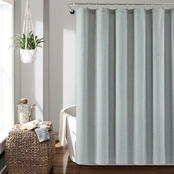 Lush Decor Farmhouse Vintage Stripe Yarn Shower Curtain