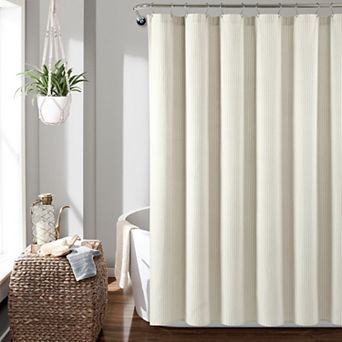 Lush Decor Farmhouse Vintage Stripe Yarn Shower Curtain