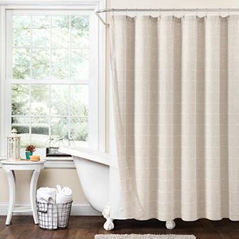 Lush Decor Farmhouse 2 pc Textured Sheer With PEVA Lining Shower Curtain Set