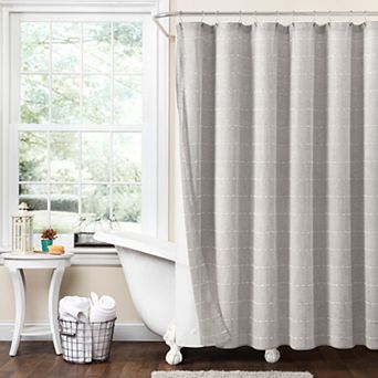 Lush Decor Farmhouse 2 pc Textured Sheer With PEVA Lining Shower Curtain Set