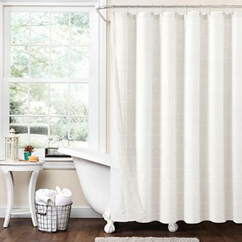 Lush Decor Farmhouse 2 pc Textured Sheer With PEVA Lining Shower Curtain Set