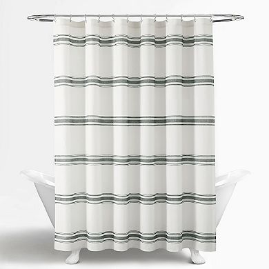 Lush Decor Farmhouse Stripe Shower Curtain