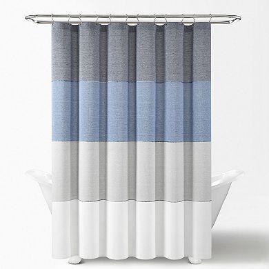 Lush Decor Color Block Ombre Yarn Shower Curtain