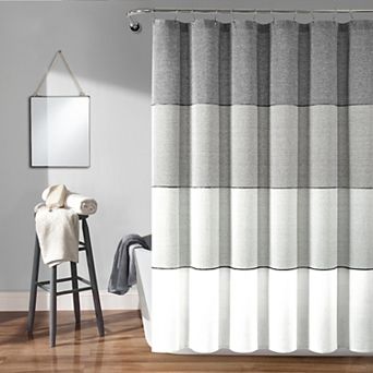 Lush Decor Color Block Ombre Yarn Shower Curtain