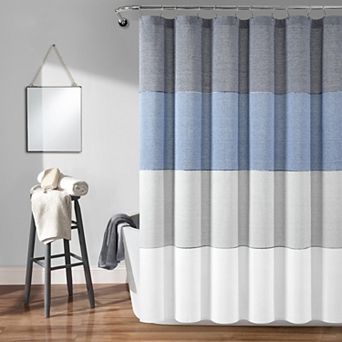 Lush Decor Color Block Ombre Yarn Shower Curtain