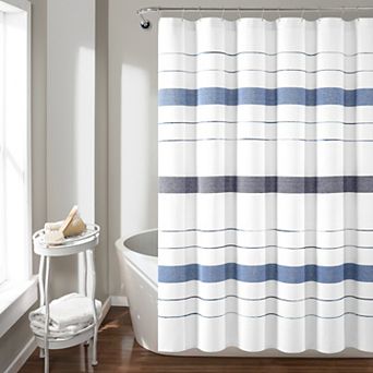 Lush Decor Chic Stripe Yarn Shower Curtain