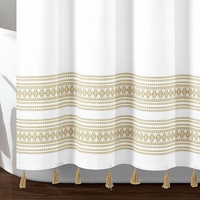 Lush Decor Breezy Chic Tassel Jacquard Shower Curtain