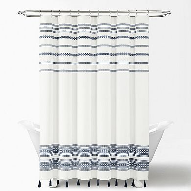 Lush Decor Breezy Chic Tassel Jacquard Shower Curtain