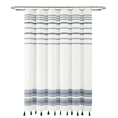 Lush Decor Breezy Chic Tassel Jacquard Shower Curtain