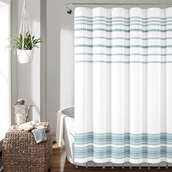 Lush Decor Breezy Chic Tassel Jacquard Shower Curtain