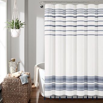 Lush Decor Breezy Chic Tassel Jacquard Shower Curtain
