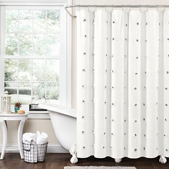 Lush Decor Boho Circle Tufted Yarn Shower Curtain