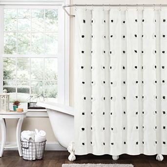Lush Decor Boho Circle Tufted Yarn Shower Curtain