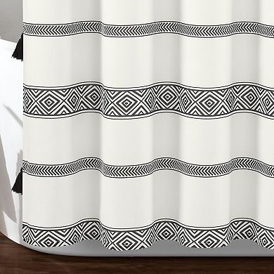 Lush Decor Ava Boho Stripe Tassel Shower Curtain