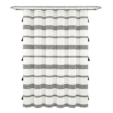 Lush Decor Ava Boho Stripe Tassel Shower Curtain