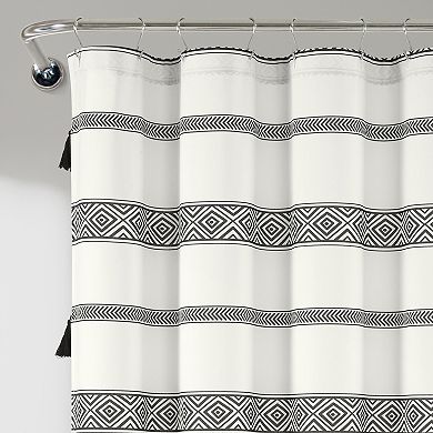 Lush Decor Ava Boho Stripe Tassel Shower Curtain