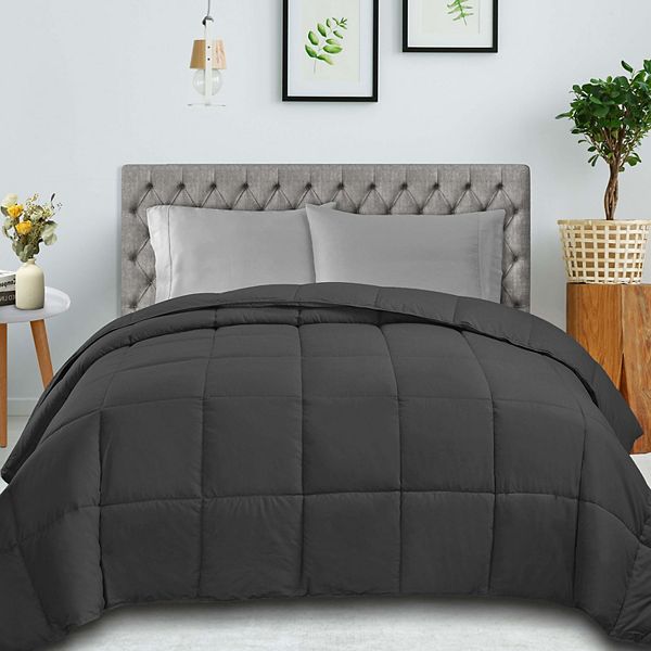SUPERIOR Classic All-Season Reversible Down Alternative Comforter - Gray (FULL/QUEEN)