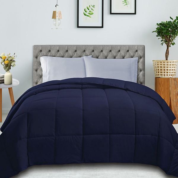 SUPERIOR Classic All-Season Reversible Down Alternative Comforter - Navy Blue (TWIN)