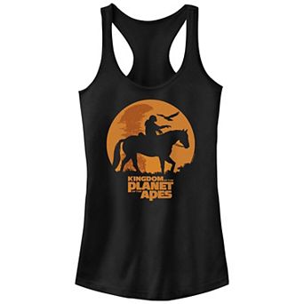 Juniors' Kingdom Of The Planet Of The Apes Caesar Riding Racerback Tank Top