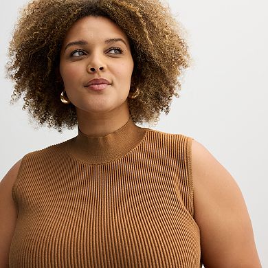 Plus Size Nine West Mockneck Sweater Tank Top