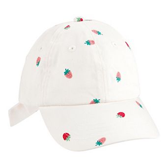 Baby Girl Carter's Strawberry Print Bow Baseball Cap