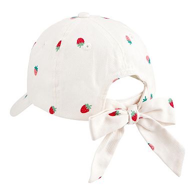 Baby Girl Carter's Strawberry Print Bow Baseball Cap