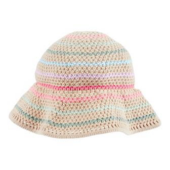 Baby Girl Carter's Tan Striped Crochet Bucket Hat