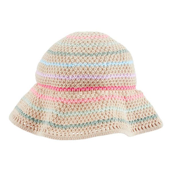 Baby Girl Carter's Tan Striped Crochet Bucket Hat - Multi (0-3 MONTHS)