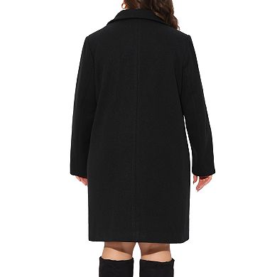 Plus Size Winter Coat for Women Casual Notch Lapel Single-Breasted Peacoat