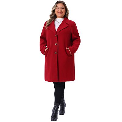 Plus Size Winter Coat for Women Casual Notch Lapel Single-Breasted