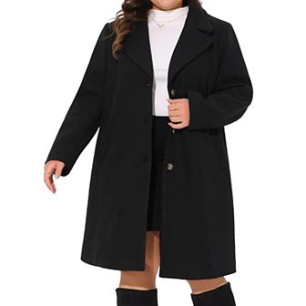 Plus Size Winter Coat For Women Casual Notch Lapel Single-breasted Peacoat