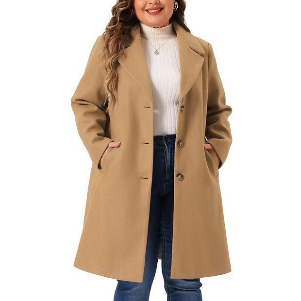 Plus Size Winter Coat for Women Casual Notch Lapel Single-Breasted