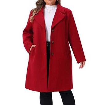 Plus Size Winter Coat for Women Casual Notch Lapel Single-Breasted Peacoat