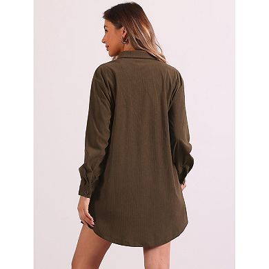 Corduroy Shirts For Women's Button Up Long Sleeves Oversized Casual Tunic Blouse