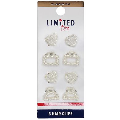 Girls' Limited Too Simulated Pearl Mini Claw Hair Clips 8-piece Set