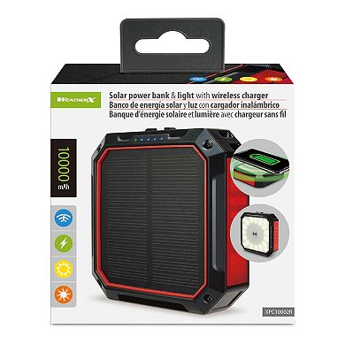 WeatherX Solar Power Bank and Light with Wireless Charger