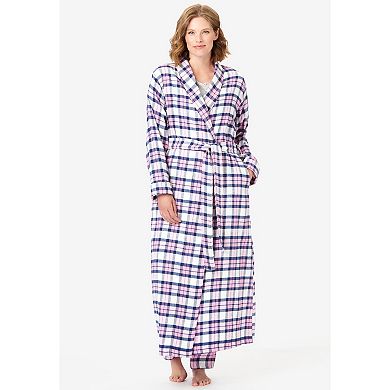 Dreams & Co. Plus Size Long Flannel Robe