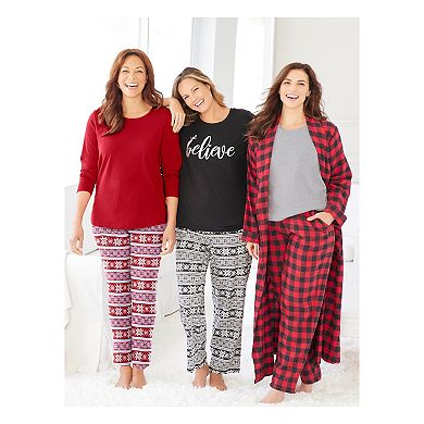Dreams & Co. Plus Size Long Flannel Robe
