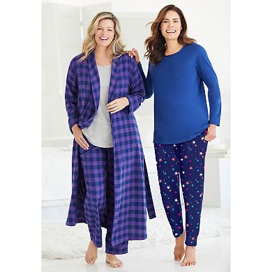 Dreams & Co. Plus Size Long Flannel Robe
