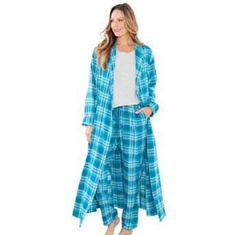 Dreams & Co. Plus Size Long Flannel Robe
