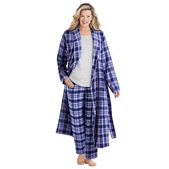 Dreams & Co. Plus Size Long Flannel Robe