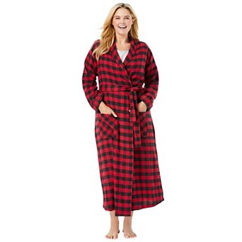 Dreams & Co. Plus Size Long Flannel Robe