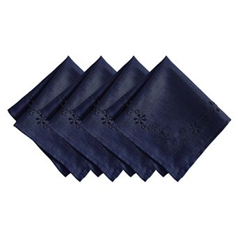 Elrene Home Fashions Snowflake Laser Cut Napkins, Set Of 4, 17"x17"