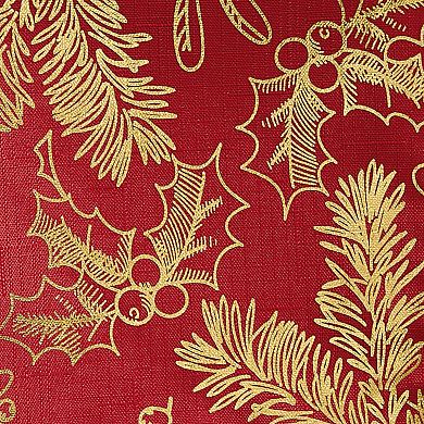 Elrene Home Fashions Red Foil Woodland Holiday Fabric Napkins, 17"x17", Set Of 4