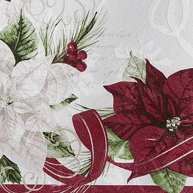 Elrene Home Fashions Clarette Poinsettia Holiday Fabric Placemats, 13"x19", Set Of 4