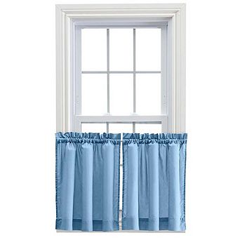 Stacey 1.5" Rod Pocket High Quality Fabric Solid Color Window Tailored Tier Pair